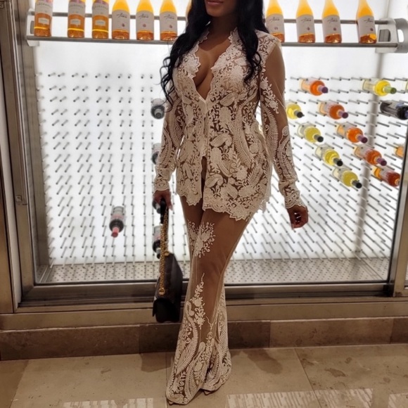 This 2 piece white & sheer suit will definitely turn heads. Worn for 2 hours. - Picture 2 of 4